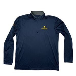 UC DAVIS Veterinary Medicine Navy Blue 1/4 Zip Long Sleeve Shirt Large Mens 75th